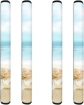 Washable Refrigerator Door Handle Covers Set of 4, Anti-Skid Protector for Fridge Oven Keep Off Fingerprints Liquid Oil Stain Food Spot for Blue Coastal Decoration, Beach Starfish Conch