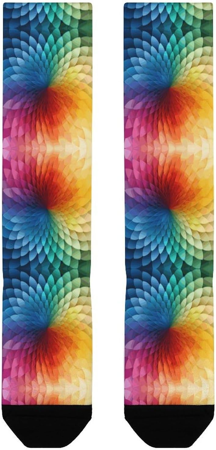 Rainbow Palette Compression Socks for Women Men Comfort Over The Calf Socks Moisture Wicking Breathable Athletic Sock