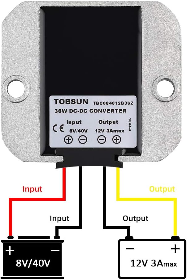 BANKEE DC Voltage Reducer Converter DC 8V-40V to 12V 3A 36W Automatic Step Down Up Voltage Regulator Power Supply Waterproof Transformer Module for Golf Cart Club Car (8V-40V to 12V 3A)