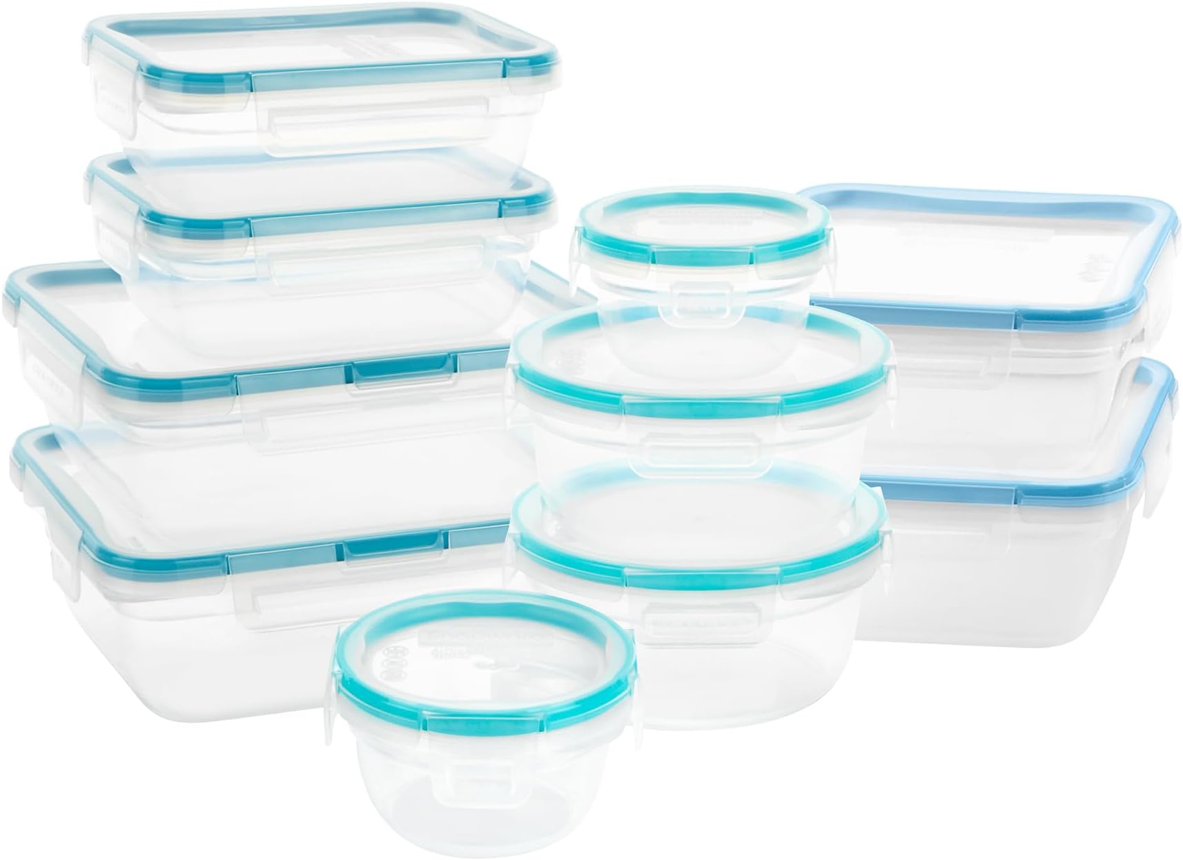 Snapware Plastic Total Solutions (10-Pack, Mixed Sizes) Food Storage Set | Meal prep containers with plastic BPA-free lids with 4 locking tabs, microwave, dishwasher, & freezer safe