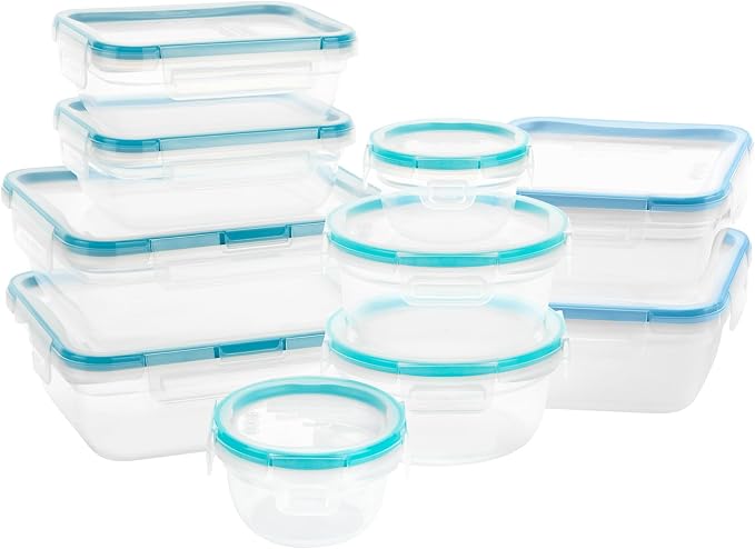 Snapware Plastic Total Solutions (10-Pack, Mixed Sizes) Food Storage Containers Set, Airtight & Leakproof Plastic Locking BPA-Free Lids Tupperware,