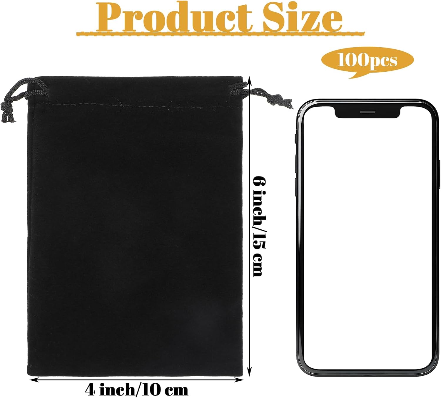 AojSup 100 Pcs 4 x 6 Inch Premium Velvet Drawstring Bags, Luxurious Black Velvet Gift Bags with Drawstring Closure for Jewelry Storage, Wedding Favors and Party Supplies image 2