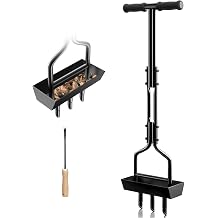 EEIEER Lawn Coring Aerator Tool, Upgarded Manual Lawn Aerators with Soil Storage Basket, 3 Core Tines Plug Aerator with Cleaning Tool, Yard Aeration Tool for Compacted Soil & Lawn Care