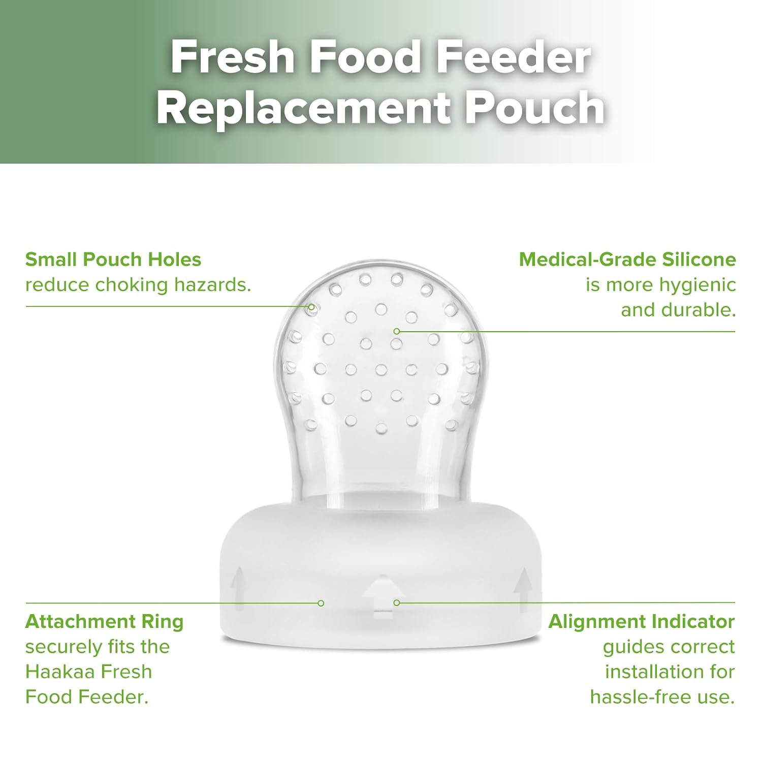 Haakaa Baby Fruit Food Feeder with Mini Freezer Nibble Tray Combo & Silicone Replacement Pouch(Copper & Medium Size) image 4