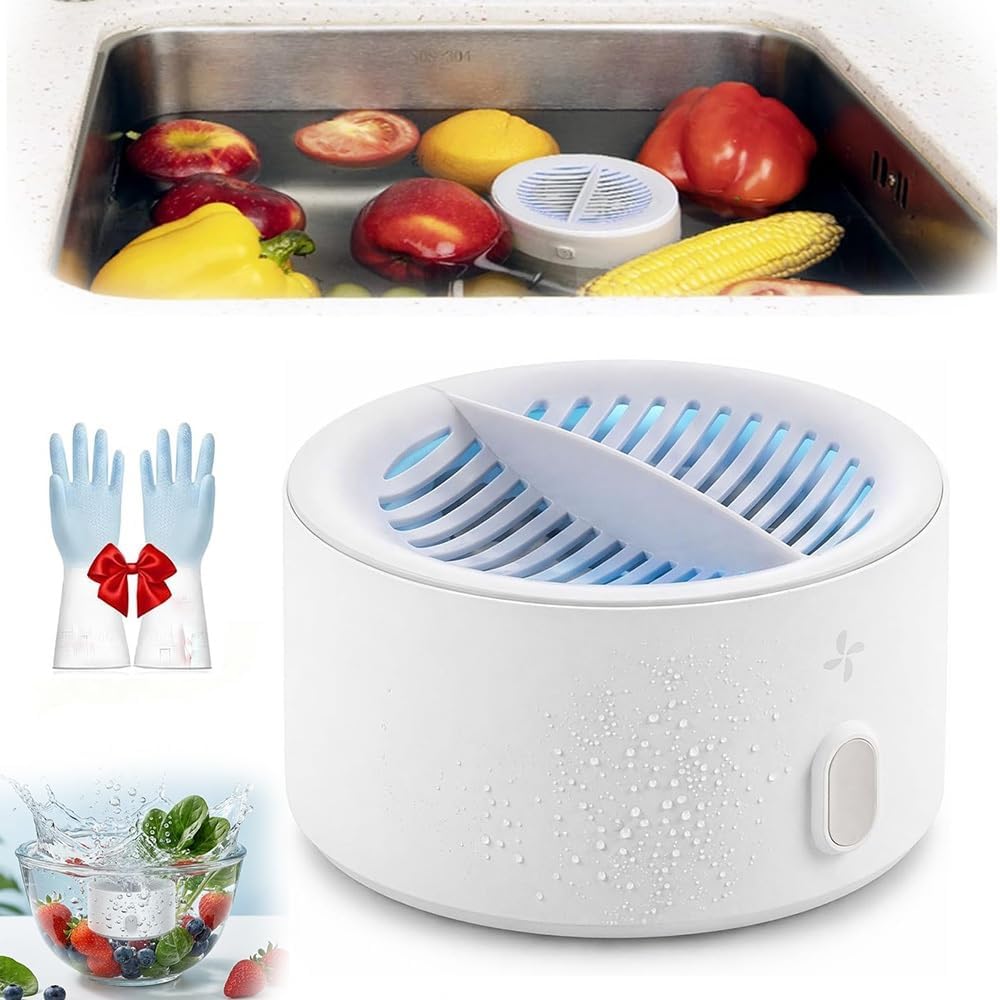 Produce Cleaner, Fruit and Vegetable Washing Machine, Veggie Cleaning Machine, Deep Cleaning Surface Residues, Ipx7 Waterproof Cordless Device for Berries Meat