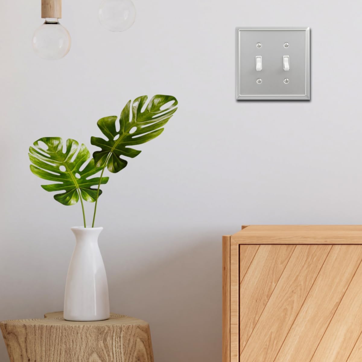 OKAWYC Double Toggle Light Switch Cover Aria Metal Wall Plate, 2-Pack Brushed Nickel 2 Gang, Light Switch Cover Decorative Wallplate, Durable image 5