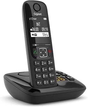 Gigaset AS690A Easy to Use Cordless DECT Home Digital Telephone with Answering Machine, Speakerphone, Nuisance Call Block - Black/Grey Single Pack