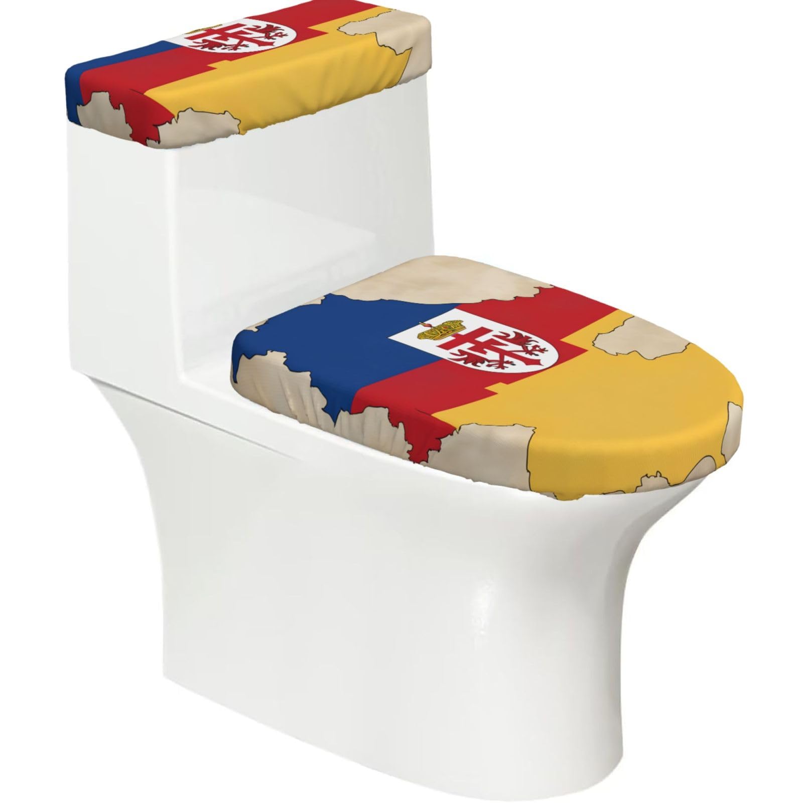 Thuringia Flag Map01 Print Bathroom Decor Toilet Lid Cover And Tank Covers, Restroom Accessories Fits Most Round