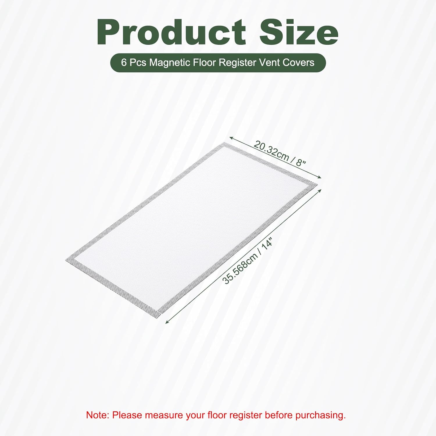 YOKIVE 6 Pcs Magnetic Floor Vent Covers, Floor Register Cover PVC Mesh Air Vent Screen Filters, Great for Home Floor, Wall, Ceiling, Catch Debris Hair Dust (White, 14-Inch x 8-Inch)