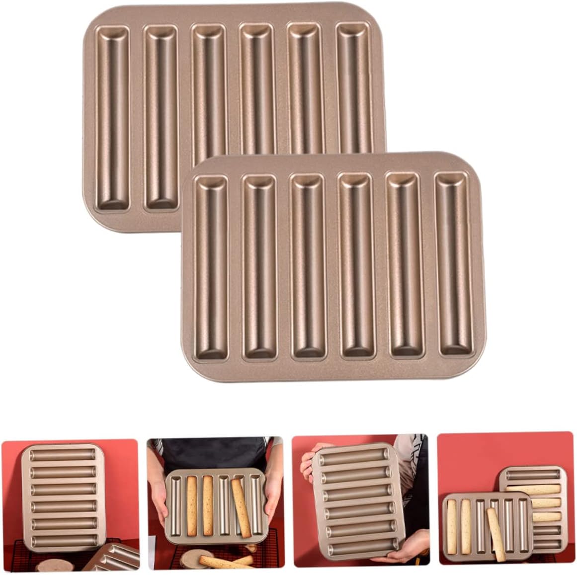 2pcs Non-stick Cake Mould for Baking Finger Biscuits and Cookies Diy Fondant Mold for Home Kitchen and Bakery Use for Creative Desserts