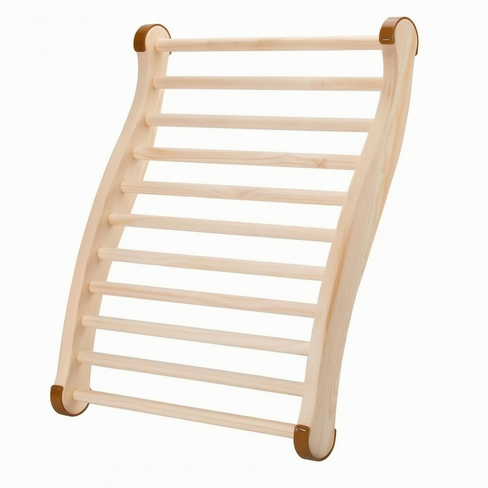 Cuscino Sauna Poggiatesta Legno Supporto Collo Appoggio Testa a Finitura Naturale Ventilazione con Laterali Adatto per Centri Benessere Cabine Domestico, Colore Legno Naturale Schienale