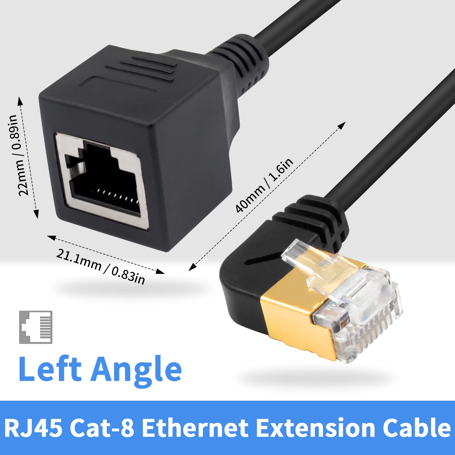 Duttek Cat8 40Gbps 2000Mhz Left Angle Ethernet Cable Extender - Image 3