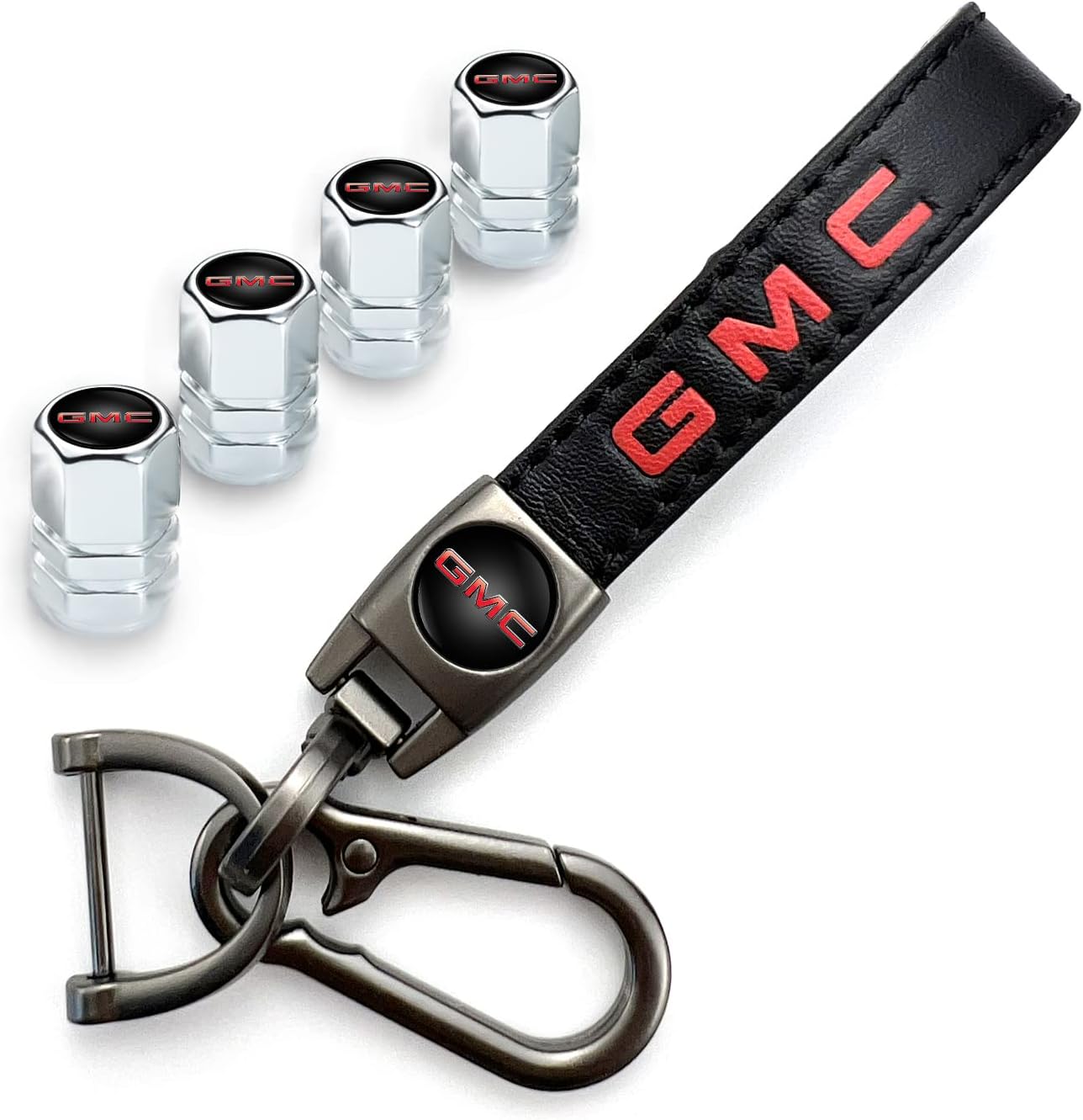 Athchu Car Tire Valve Stem Caps with Metal Keychain