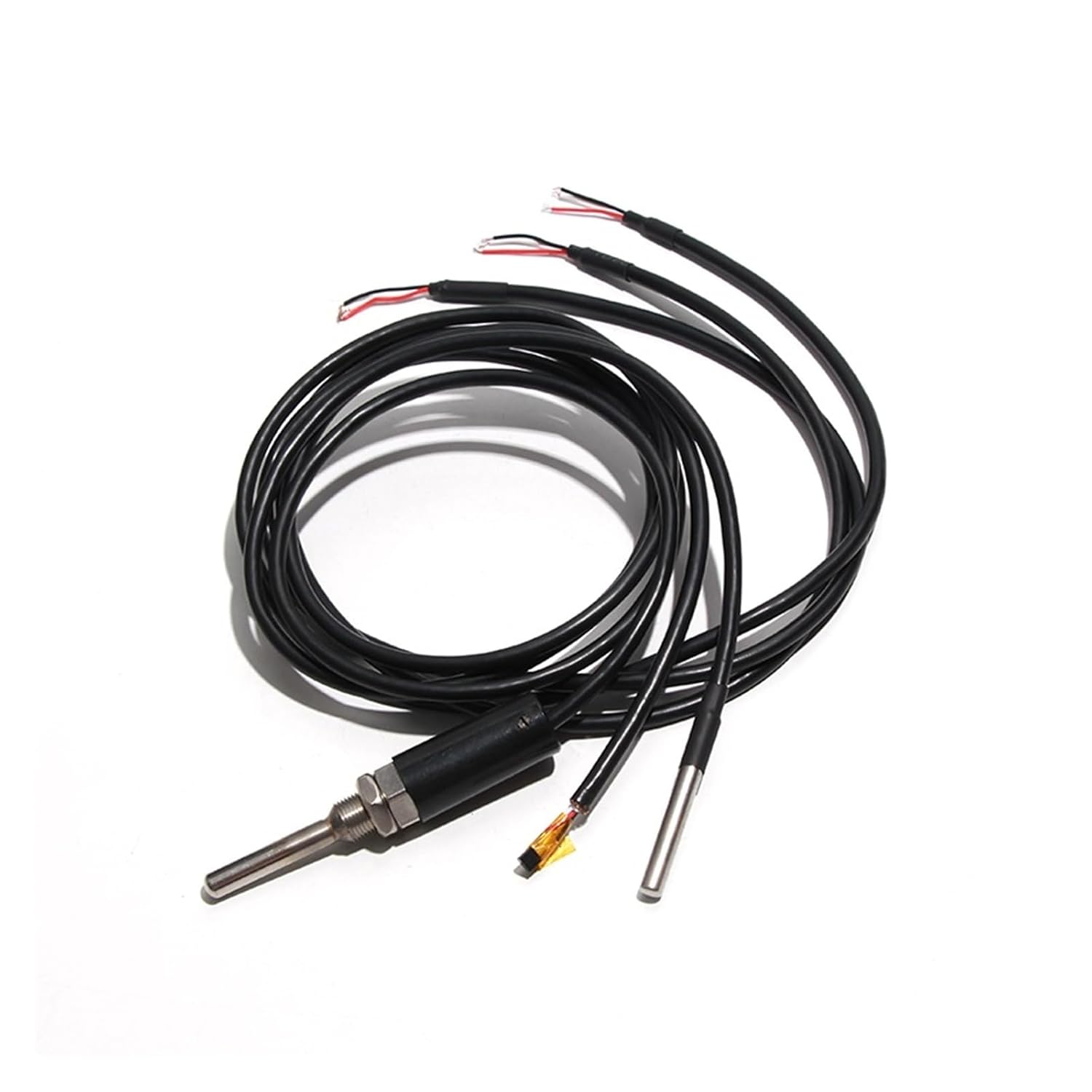 Digital Temperature Sensor with Exposed Stainless Steel Probe - M12 Thread - 6X50mm - Waterproof - -55°C to +125°C Range - 1PC(6x50mm-3Meter Wire)