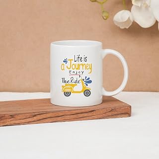 Clay Craft CC MM1 Swiss REZ16 Microwave Safe Coffee Mug for Gift to Couples Wife Husband Boyfriend Girfriend Brother 350 ml, Enjoy The Ride