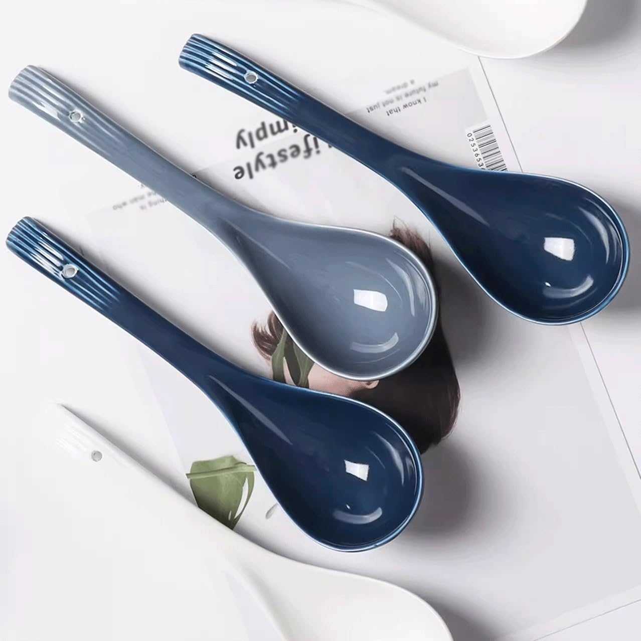 Spoons,soup spoons,Spoons for Cooking Kitchen Table Spoon Ceramic Spoon Household Large Long Handle Spoon Large Round Spoon Porridge Spoon Dessert Spoon Tableware Dinner Spoon Teaspoons