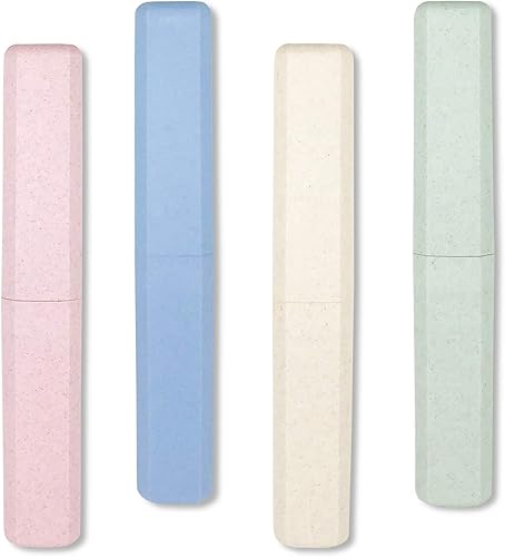 Paquete de 4 fundas portátiles para cepillos de dientes, de plástico transpirable, para el hogar, viajes, negocios, campamento, escuela