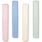 Mulbozy 4 Packs Portable Travel Toothbrush Case, Breathable Plastic Toothbrush Holder for Home, Travel, Business, Camping, School