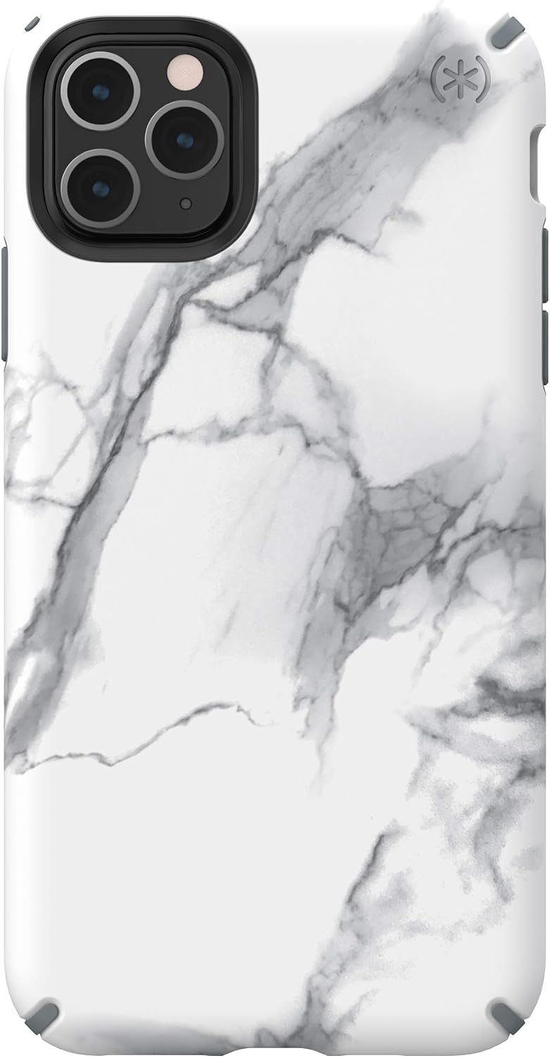Speck Products Presidio Inked iPhone 11 Pro Max Case, CarraraMarble Matte/Grey