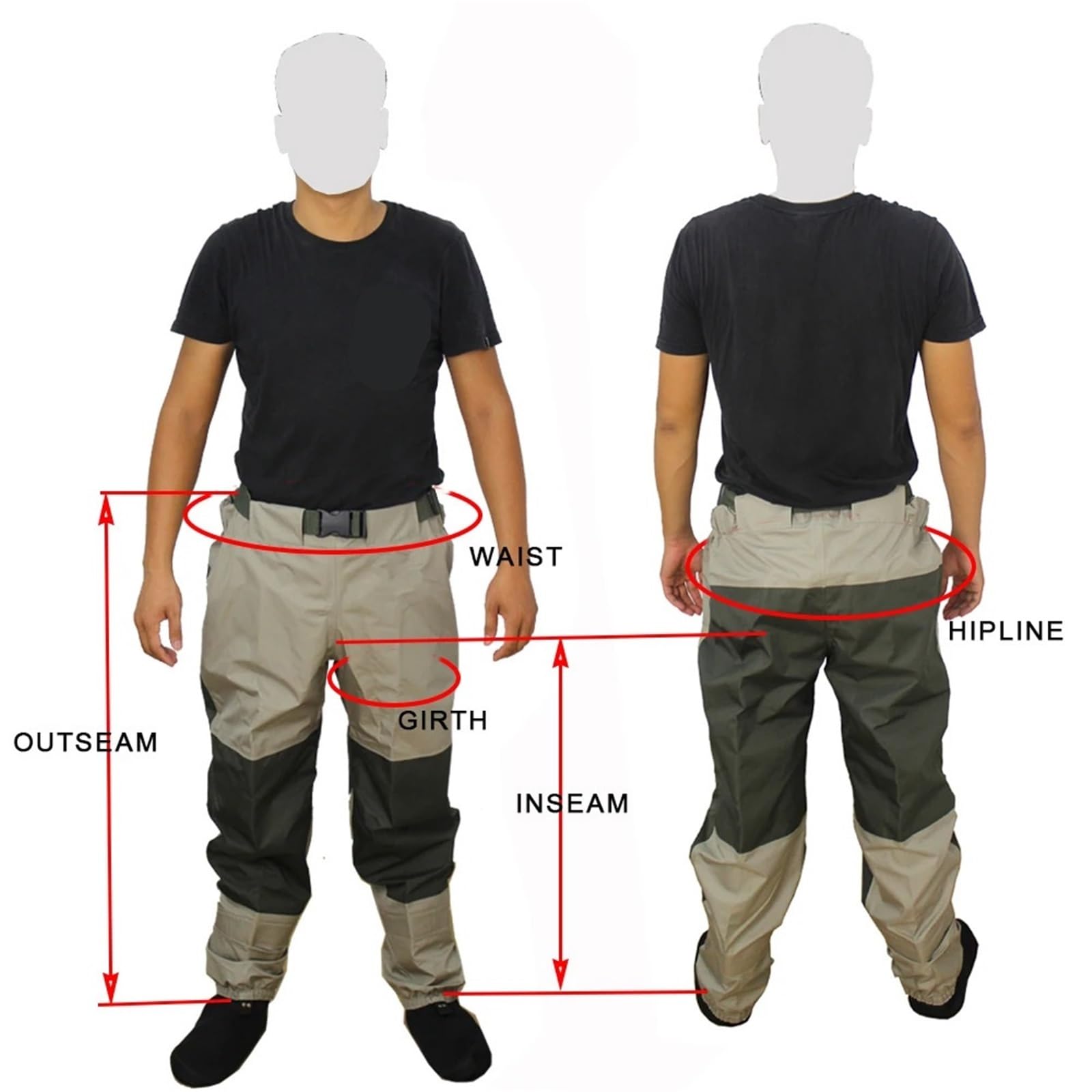 Pantalons de Pêche Imperméables Coupe-Vent Respirants pour Hommes - Waders de Chasse à la Mouche (L)
