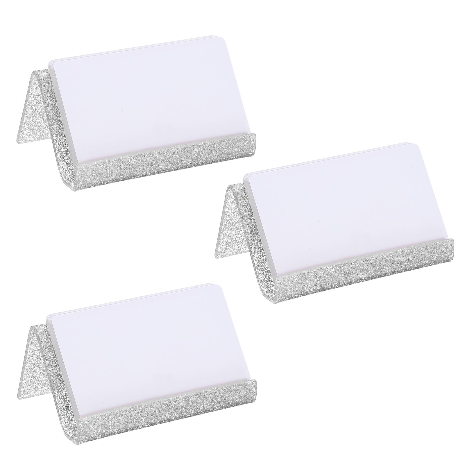 Porte-cartes de visite acrylique brillant au bureau ou en exposition - 3 Présentoirs Argent