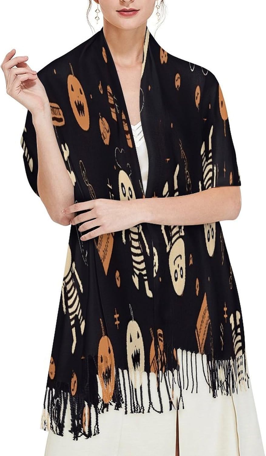 Cute Halloween Pattern Scarf for Women Men Classic Fashion Blanket Scarves Soft Cashmere Feel Scarf Cold Weather Warm Long Shawl Winter Large Scarves Classic Blanket Scarfs Thick