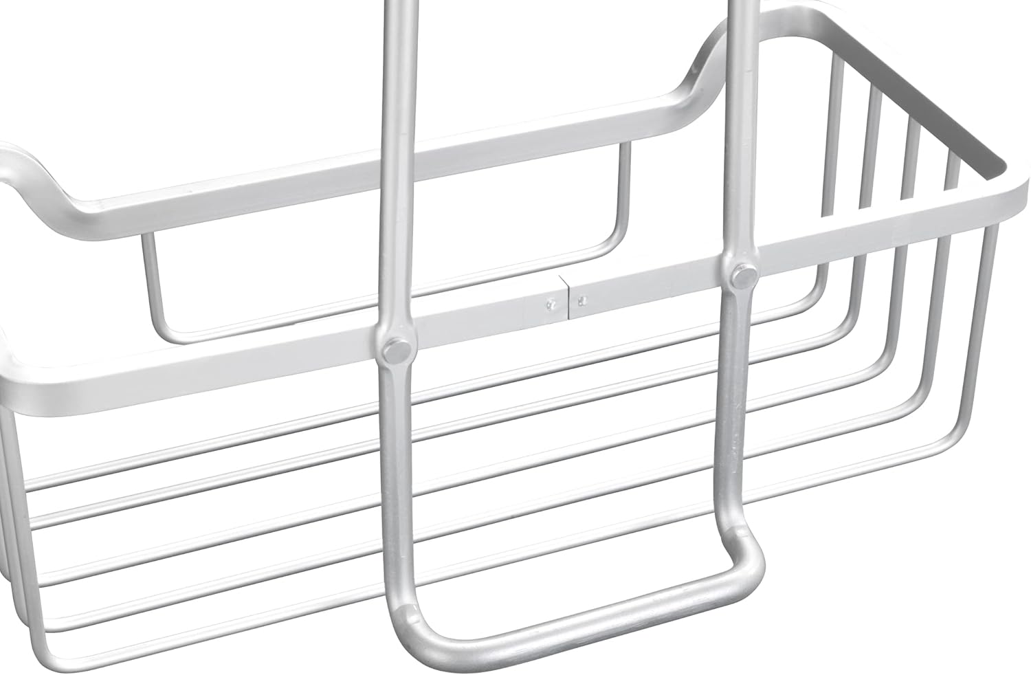 WENKO Milo Aluminium Shower Shelf, Modern Minimalist Silver Caddy with Extra Deep Shelf for Shower Utensils, Flexible Hooks for Easy Mounting, 25 x 36 x 14 cm
