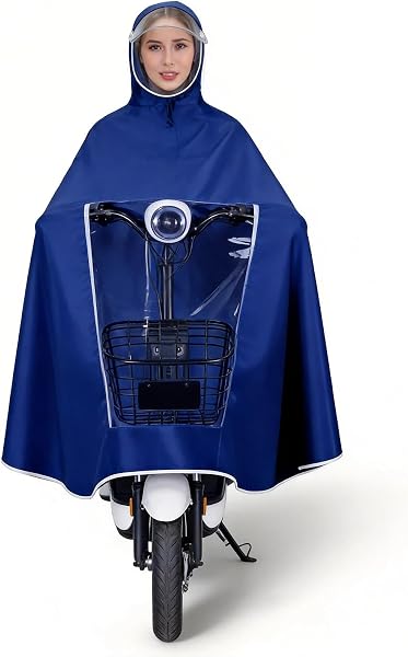 [Alaiyaky] レインポンチョ 自転車 バイク用 レインカッパ 雨がっぱ 透明窓 レインカバー 雨合羽 レインウェア 足元が見える レディース メンズ 自転車カッパ リュック対応 携帯に便利 コンパクト 梅雨 豪雨対策 防風防水 通勤通学 多色 - 5
