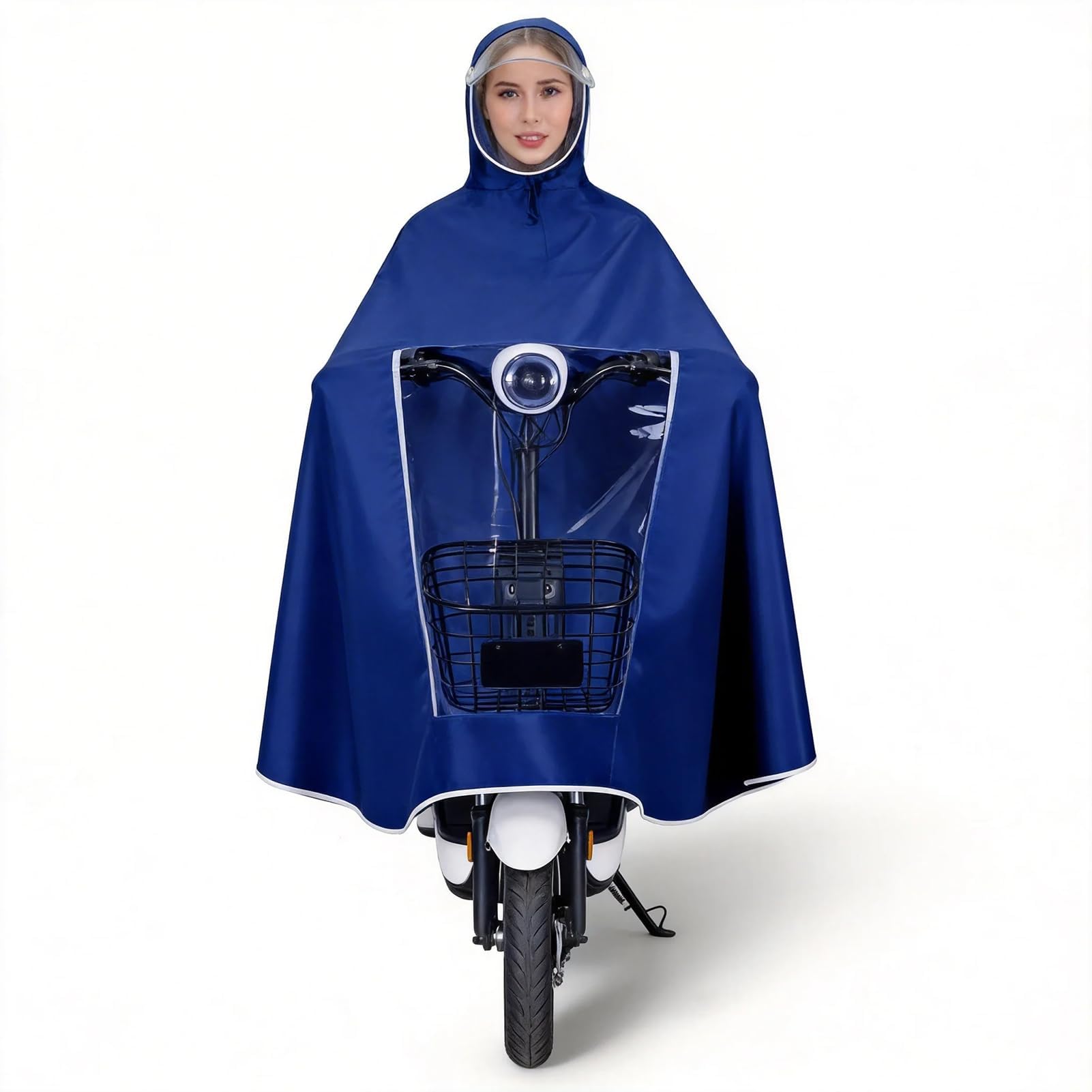 [Alaiyaky] レインポンチョ 自転車 バイク用 レインカッパ 雨がっぱ 透明窓 レインカバー 雨合羽 レインウェア 足元が見える レディース メンズ 自転車カッパ リュック対応 携帯に便利 コンパクト 梅雨 豪雨対策 防風防水 通勤通学 多色 - 5