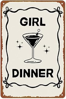 Girl Dinner Funny Kitchen Cocktail Posters Aluminum Metal Sign 8x12 Inch For Living Room Bedroom Bathroom Decoration