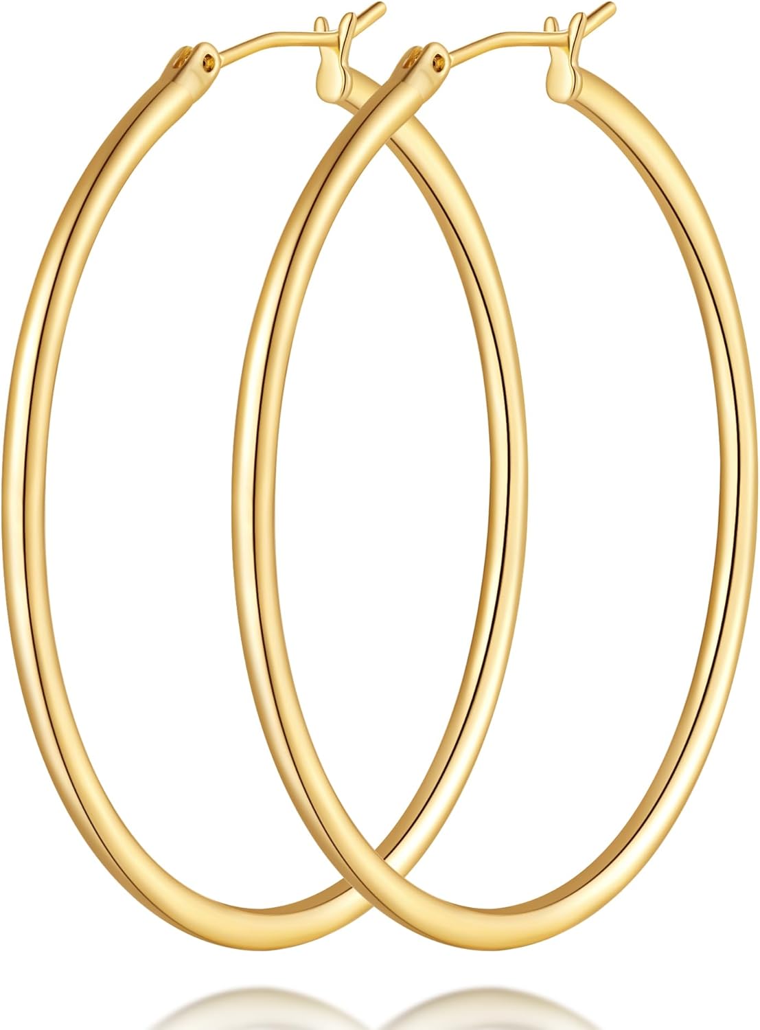 14K Gold Earrings for Women 14K Gold Hoop Earrings for Women Trending Hoop Earring for Womens Hoops Minimalist Design and Timeless Elegance with Three Sizes Elegant Hoops Earring for Womens 35/45/55mm