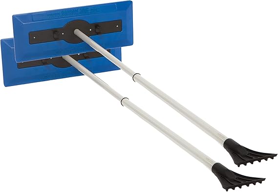 Review Snow Joe SJBLZD The Original 2-in-1 Telescoping Snow Broom + Ice Scraper w/18-Inch No-Scratch Foam Head, Closed Cell Foam for No Water Absorption, Blue
