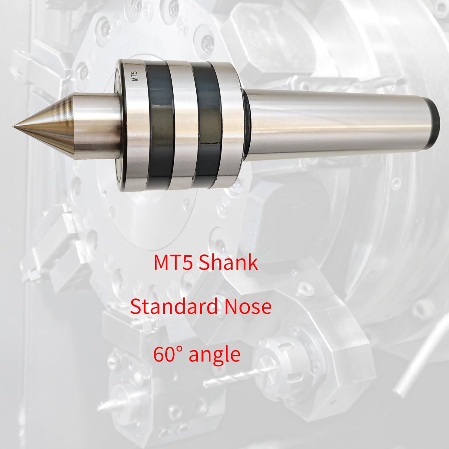 MT5 Live Center, Morse Taper 5 Shank, Standard Nose, Medium Duty, 60 Degree