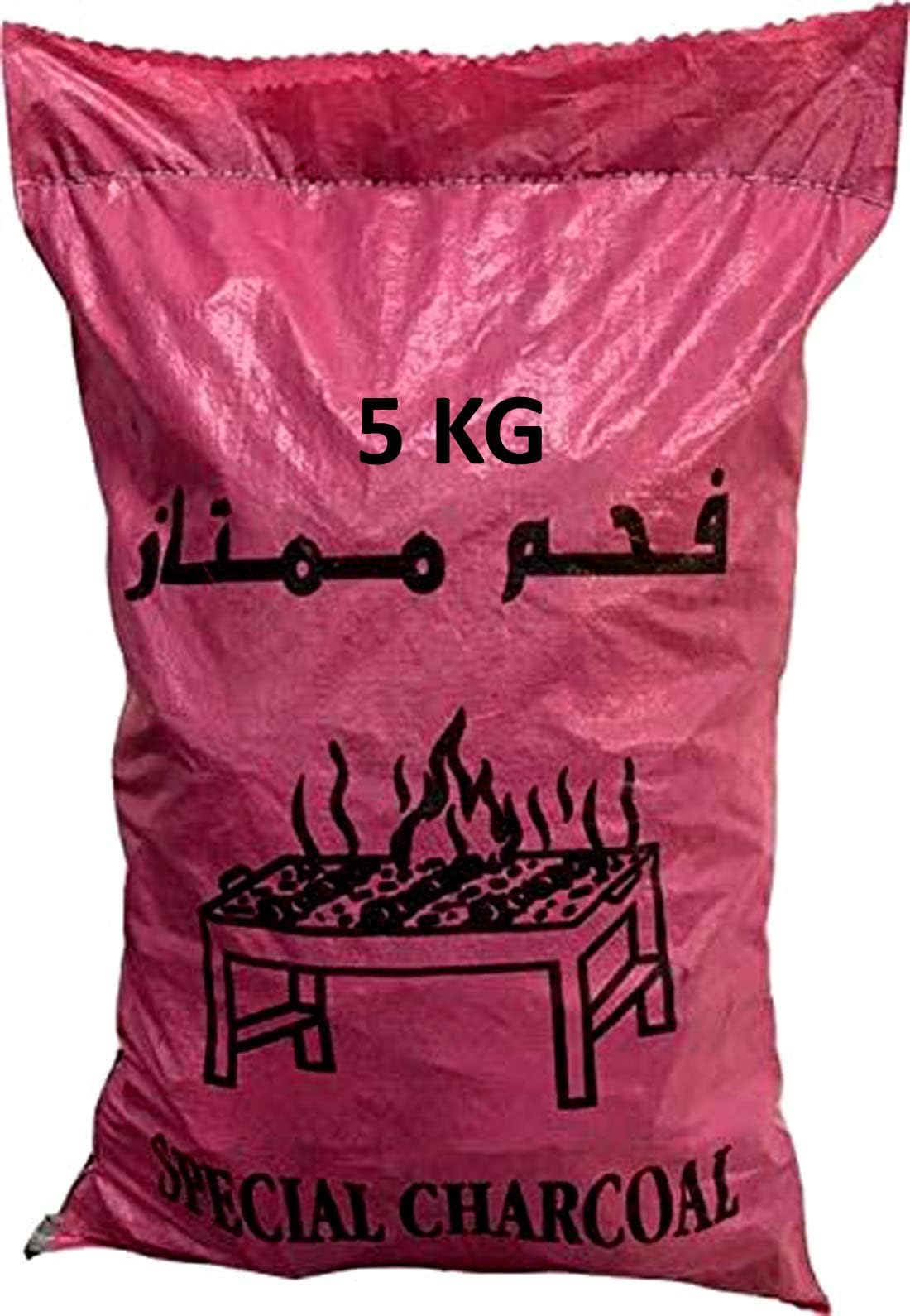 Mumtaz Hardwood Charcoal 5 Kg-Bbq Natural Charcoal-Wooden Charcoal-Go2Camps Bbq Long Lastting And High Quality Pink Bag -5 Kg