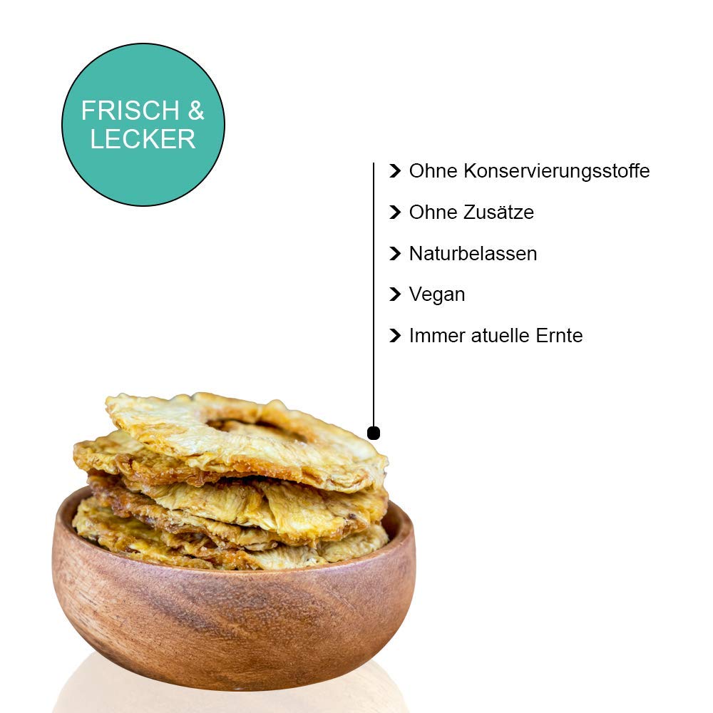 Ananas getrocknet ungezuckert ungeschwefelt naturbelassen unbehandelt ohne Konservierungsstoffe ohne Farbstoffe ohne künstliche Aromen wiederschließbare Verpackung 1kg - 5kg (5kg)