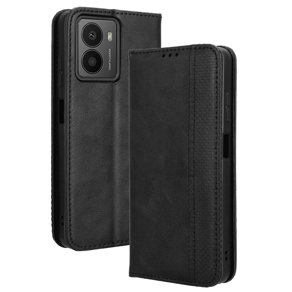 XINNIProtective Phone Case for HMD Fusion 5G, PU/TPU Vintage Flip Leather Shockproof Cover Magnetic Book Style Wallet, Black