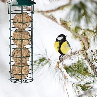 Suet Ball Bird Feeder Outdoor Hanging Metal Wire Wild Bird Feeder Fat Ball Food Feeder image