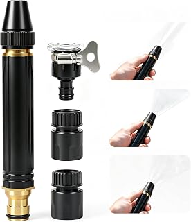 High Pressure Hose Nozzle Metal Fits US Garden Hoses with 3 Spray Modes | Nozzle with Metal Garden Hose Sprayer, Leak-Proof Jet Spray Nozzle for Car Wash, Lawn, Garden Watering, Patio Cleaning