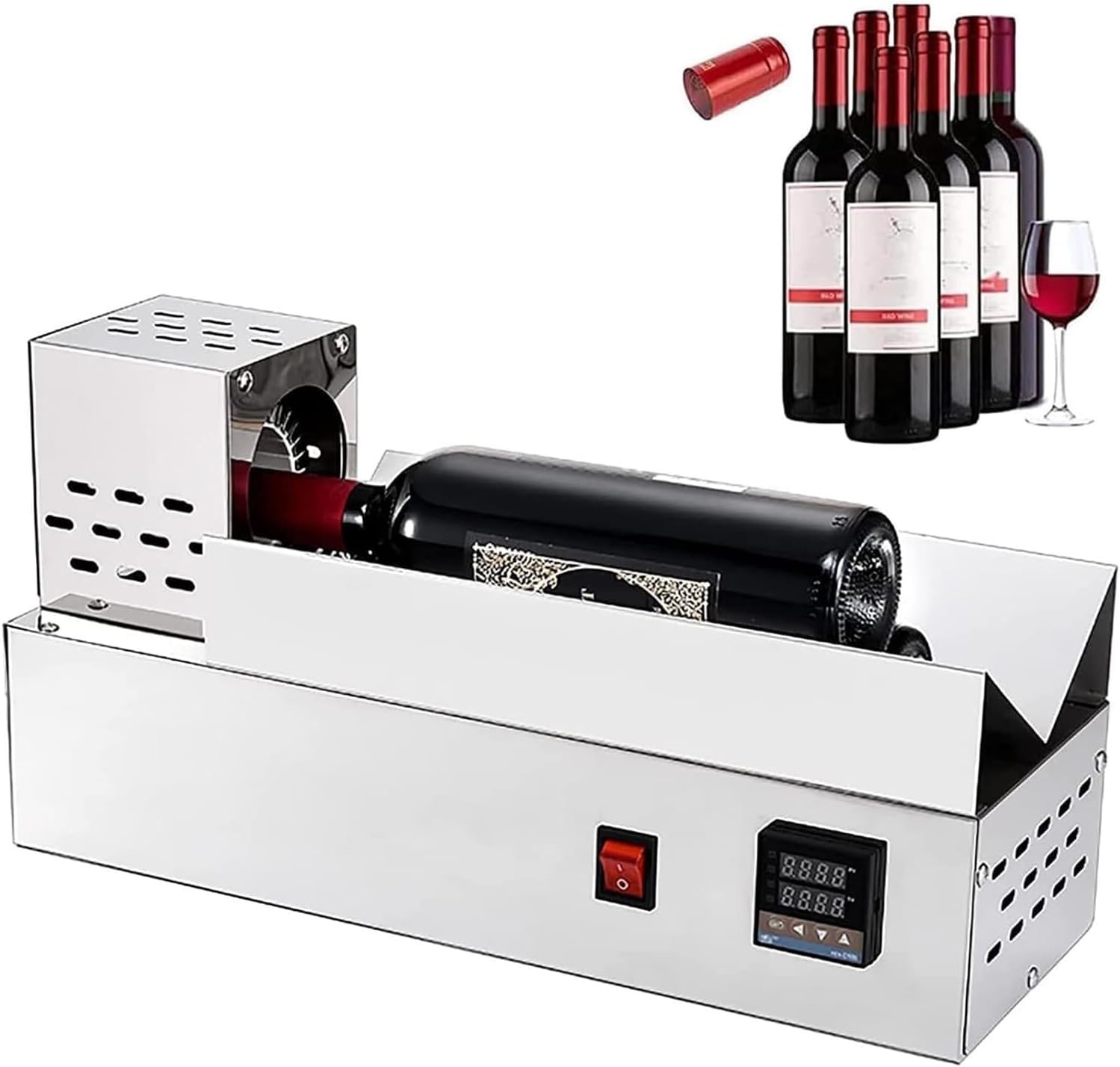 PVC Capsule Heat Shrinker, Capsule Heat Shrinking Machine with Digital Display, Fits Max Diameter 80mm Capsule, 150-170℃ Adjustable and Heating Evenly, for Wine Bottle,Olive Oil Bottle