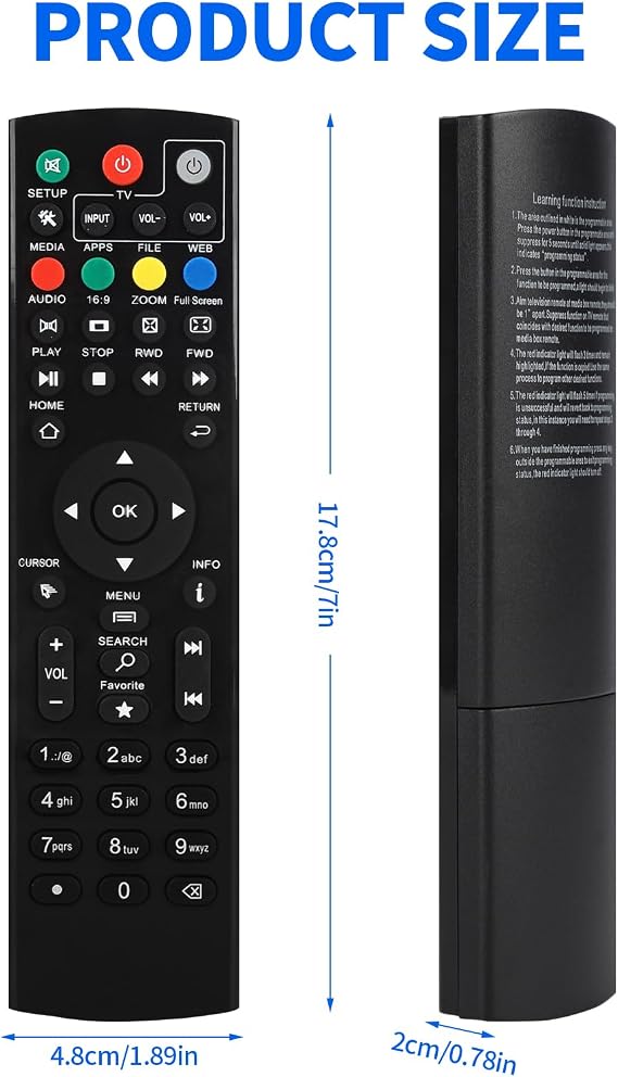 Universal Replacement Remote Control Compatible with Superbox S1, S2, S3, S4, S5, S6, Octastream Q1, Elite II, MAX IV, Elite Max and MagaBox