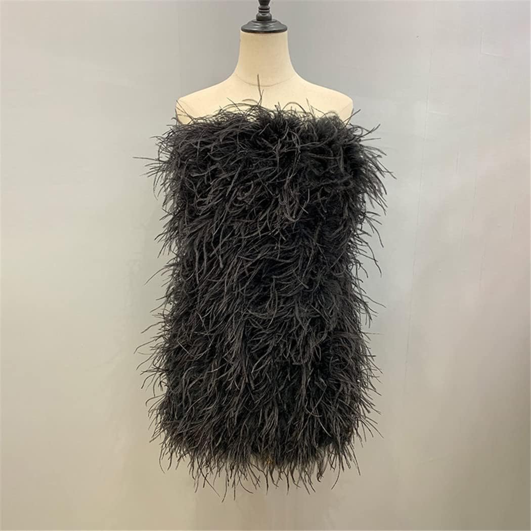 Spring Winter Long Ostrich Dress Women Wedding Natural Turkey Feather Gilet Long Hair Lady Fluffy Wrap