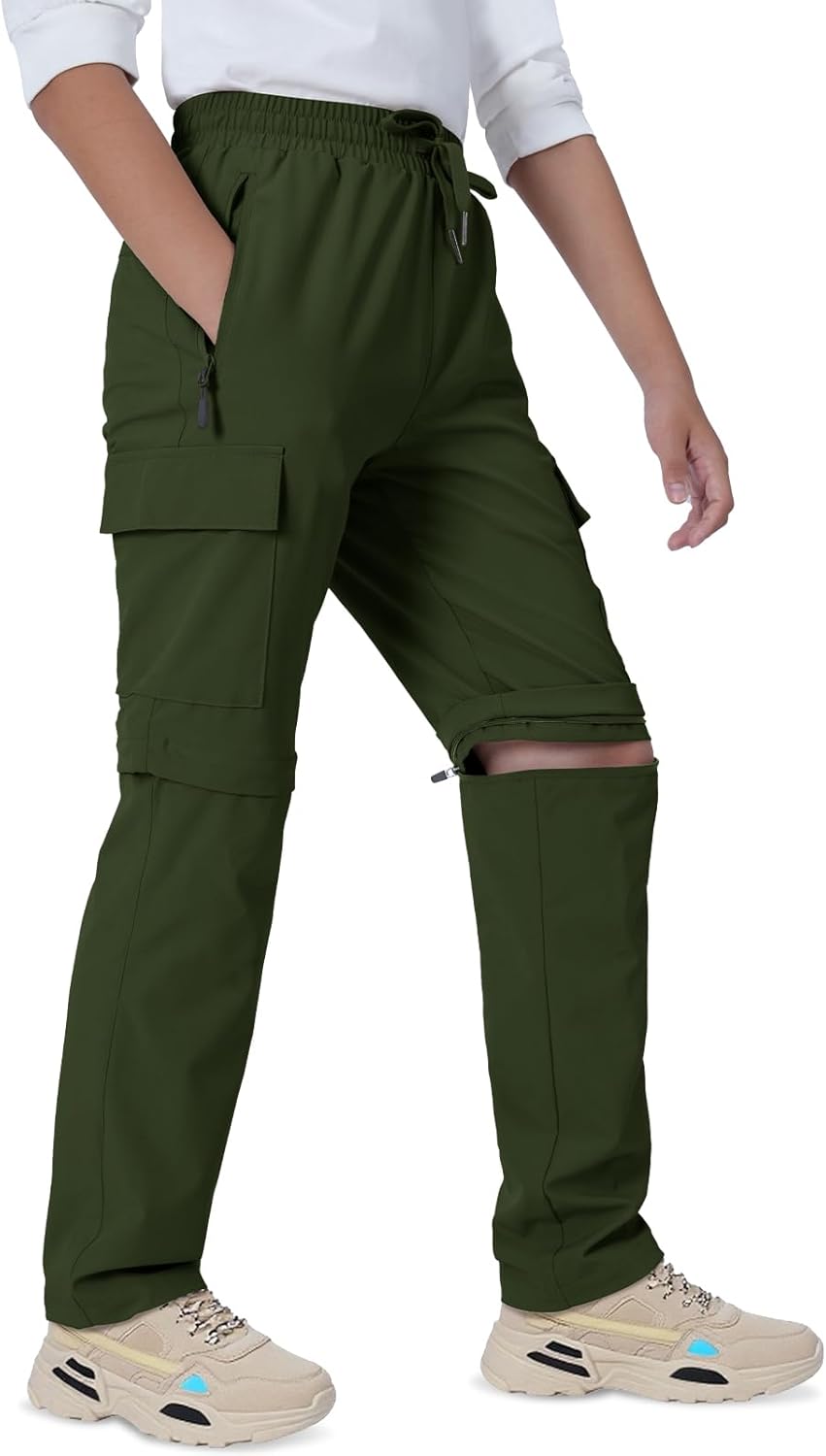 Boys Convertible Hiking Pants Kids Zip Off Scout Pants Youth Teen Boy Quick Dry Outdoor Fishing Waterproof Lightweight 4-18Y - Image 2