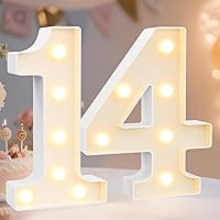 Vista 87 de Pooqla Letras y Números Decorativos con Luces LED, Letras y Números de Neón de Plástico Blanco para Decoración de Fiestas, Bodas, Funciona