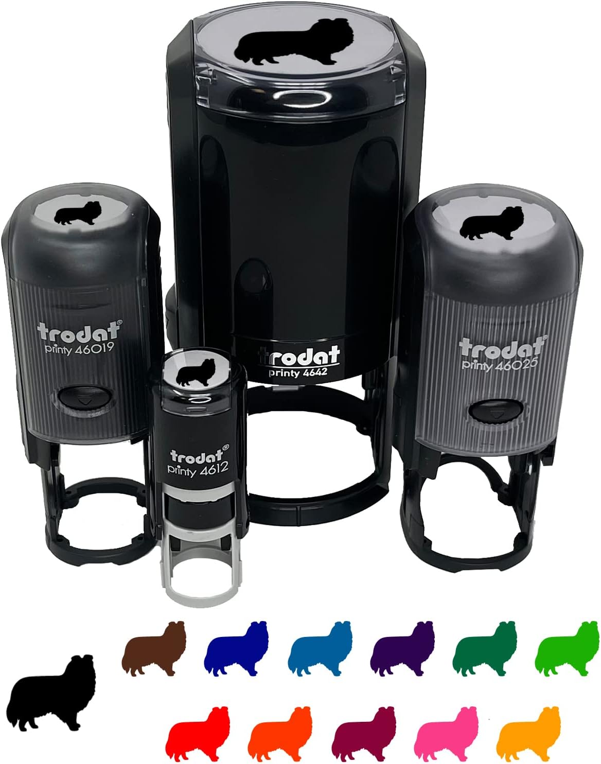 Shetland Sheepdog Sheltie Dog Solid Self-Inking Rubber Stamp Ink Stamper for Stamping Crafting Planners - 1-1/2 Inch Large - Blue Ink