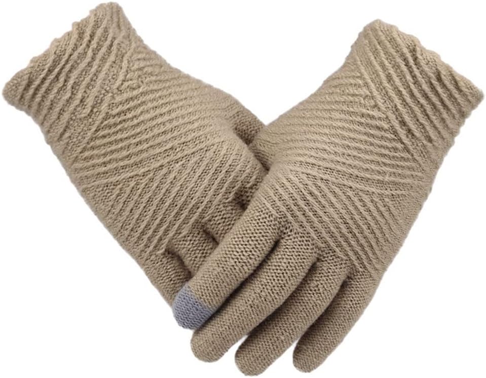 Women Knitted Gloves Female Keep Warm Touch Screen Mittens Fashion Outdoor Stripe Full Finger Knit