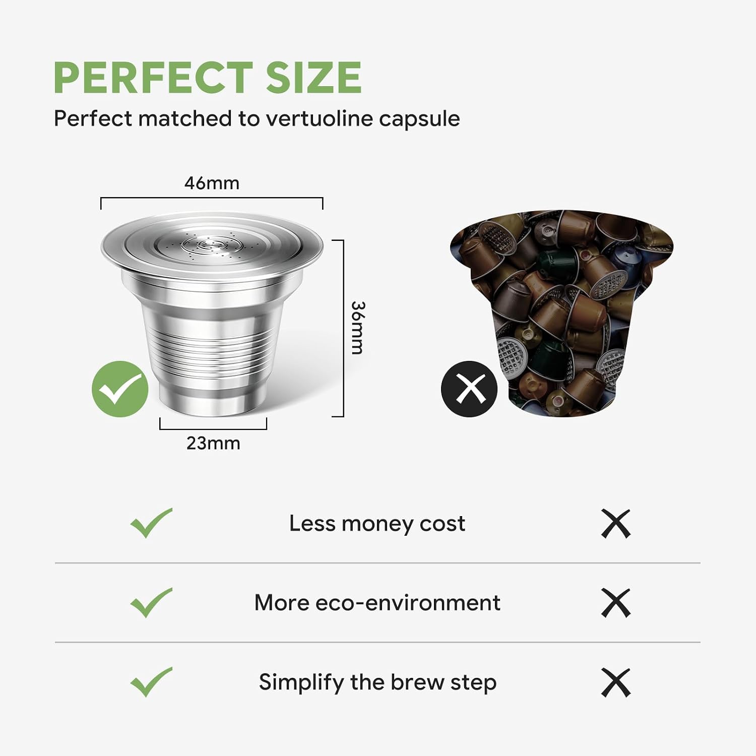 Big Cup Stainless Steel Reusable Coffee Capsule Compatible with L'OR Barista LM8012, BENFUCHEN Metal Refillable Coffee Pod Compatible With L'or-Coffee Machine image 3