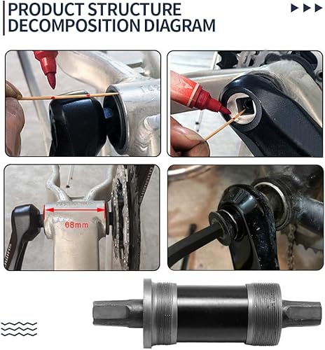 Miniatura 19 de Soporte inferior para bicicleta de montaña Soporte inferior cónico cuadrado Bicicletas 2.677 in Reemplazo para Shimano Tourney Serie TX800