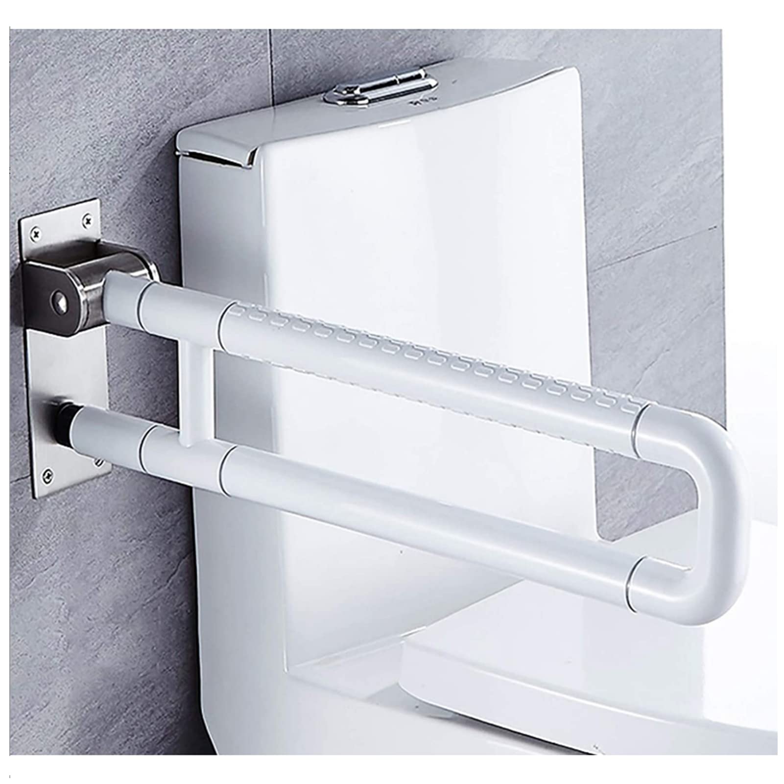 WDSOPK Bathroom Grab Bars for The Elderly, Handicap Grab Bars for Toilet Flip Up Foldable Helping Handle Safety Support for Home Hotel Disabled Pregnant Elderly, Balance Assist Grip（White-60cm）
