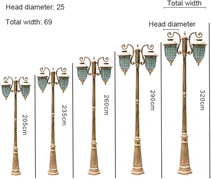 NZPOST Straatverlichting Buitenverlichting Vintage straatlantaarn Binnenplaatslantaarn Hoge paallamp 2-lichts E27 Tuin Gedeeld terras Zwembad Gangpad Patio Balkon Gazon Poort Anti-roest pilaarlicht (260cm) photo 3