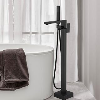 Free Standing Bathtub Faucet Black Tub Faucet KPAIDA Freestanding Bathtub Faucet Single Handle Tub Filler Floor Mount Faucet with Handheld Shower
